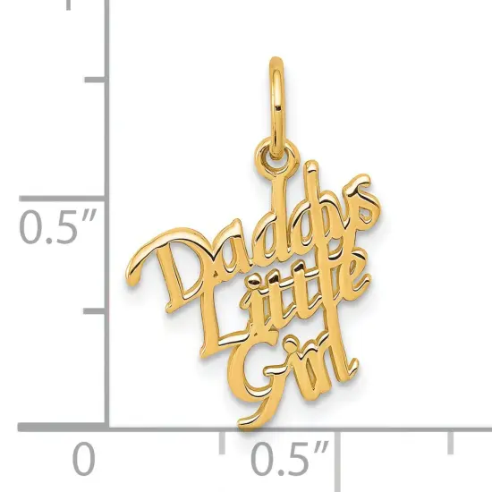 Fashion Jewelry 10K Yellow Gold Daddys Little Girl Charm Pendant 24 X 8mm {4}