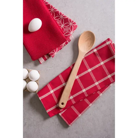 DISHTOWEL & DISHCLOTH SET OF 5 RED {2}
