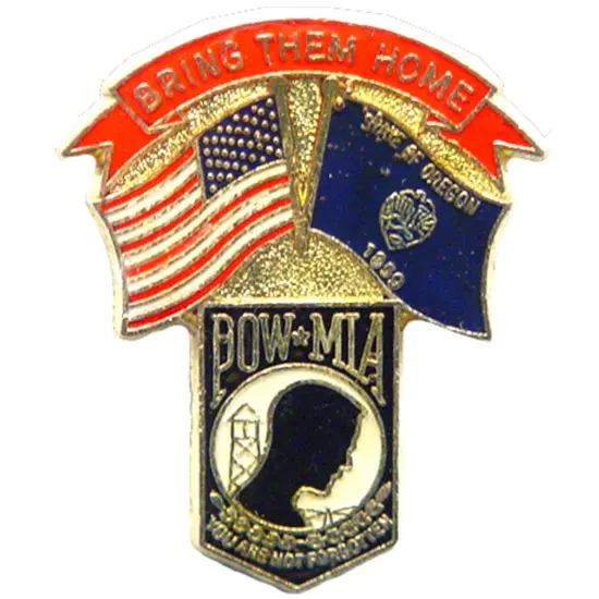 American POW & Oregon Flags Pin 1 1/4" {1}