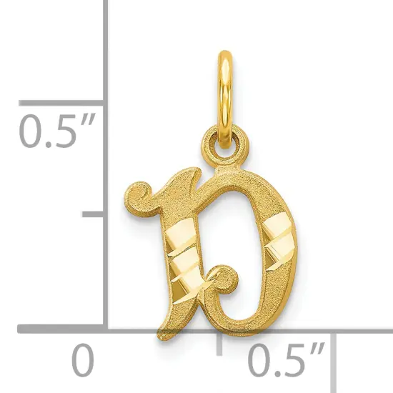 10K Yellow Gold Initial D Charm Letter Jewelry New 20 X 11mm {4}