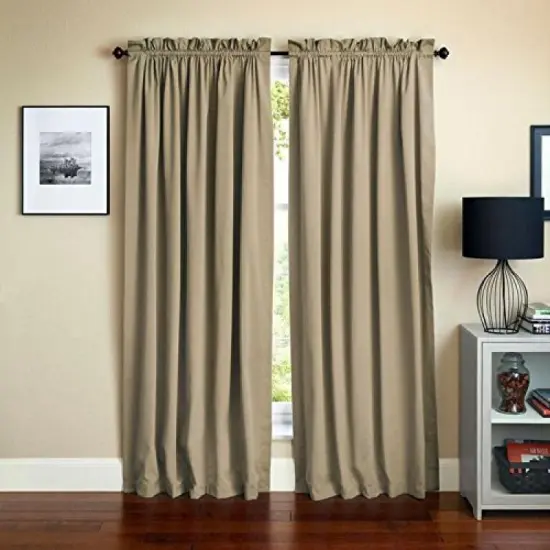 Blazing Needles 84-inch by 52-inch Twill Curtain Panels (Set of 2) - Toffee {1}