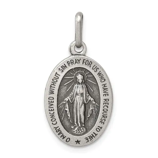Sterling Silver Miraculous Round Medal {1}