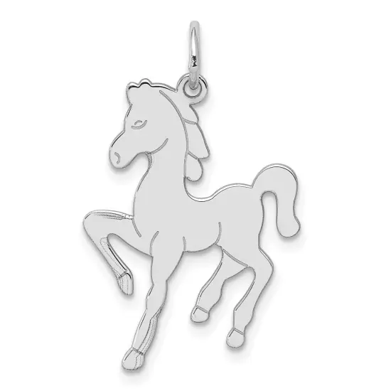 Sterling Silver Horse Charm Pendant Animal Jewelry 26mm x 19mm {1}