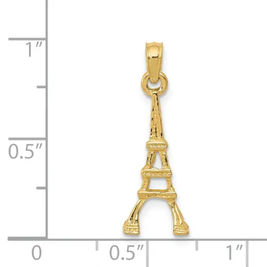 14K Gold Eiffel Tower Charm Polished Paris Pendant Jewerly 24mm x 9mm {4}