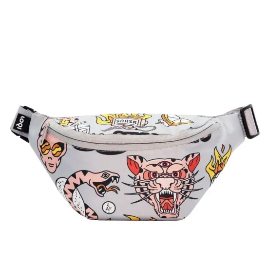 LOQI Artist Bumbag, Snask Tiger Snake Beer Grey, One Size {1}