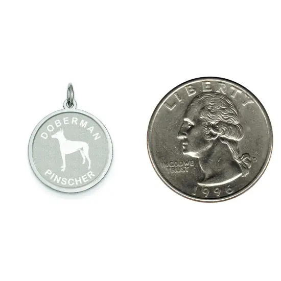 Sterling Silver Doberman Pinscher Disc Charm Pendant Jewerly 26mm x 19mm {2}
