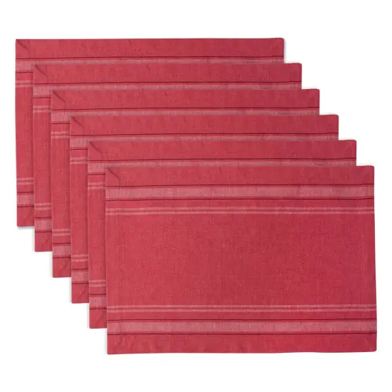 DII Red Chambray French Stripe Placemat (Set of 6) {1}