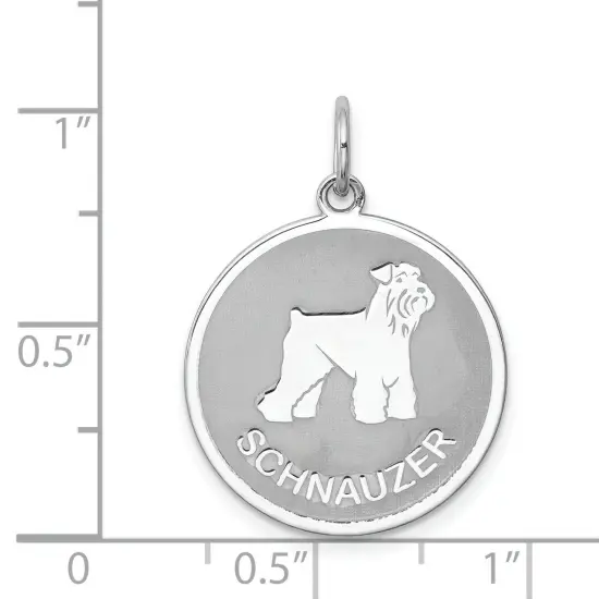 Sterling Silver Schnauzer Disc Charm Pendant Jewelry 26mm x 19mm {5}