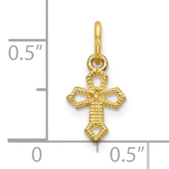 10K Yellow Gold Cross Charm Pendant Religious {3}