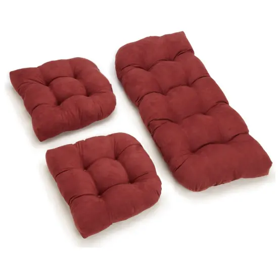 U-Shaped Microsuede Tufted Settee Cushion Set (Set of 3) - Red Wine {1}