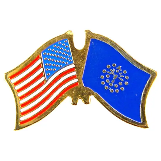 American & Indiana Flags Pin 1" {1}