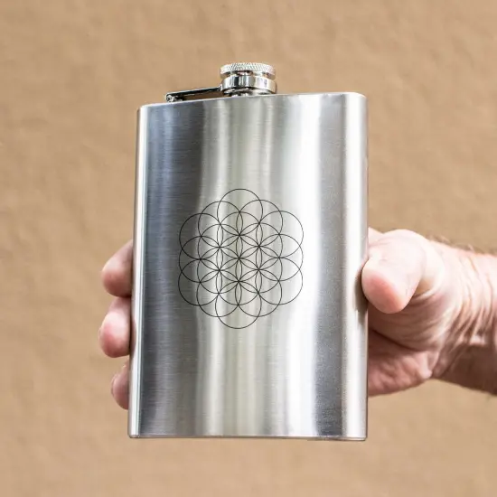 8oz Flower of Life Stainless Steel Flask {3}