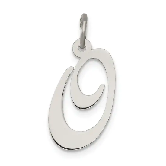 Sterling Silver Medium Script Initial Letter O Charm Jewerly 18mm x 13mm {1}