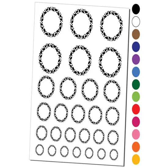 Leaves and Dots Round Border Temporary Tattoo Water Resistant Fake Body Art Set Collection Hot Pink {1}