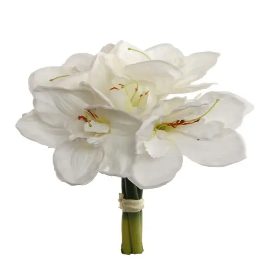 12.5" White Amaryllis Bundle with Lifelike Silk Flowers, Perfect for Weddings, Events, and Home Décor (Set of 12) by Floral Home by Artificial Flowers {1}