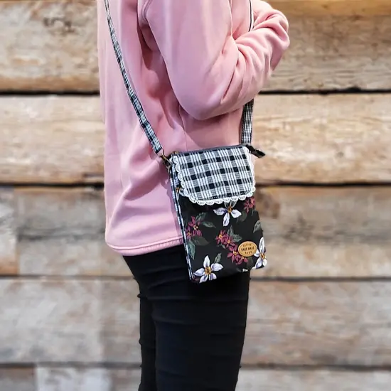 Wrapables Mini Crossbody Cell Phone Bag Front Flap / Black {6}