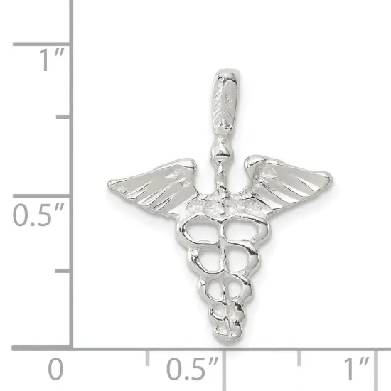 Sterling Silver Caduceus Charm Medical Pendant Jewelry 25mm x 20mm {5}