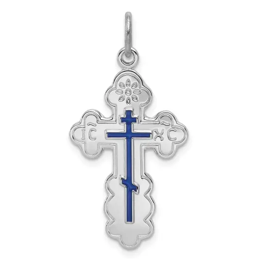 Sterling Silver Orthodox Cross Pendant Jewerly 31.8mm x 17.1mm {1}