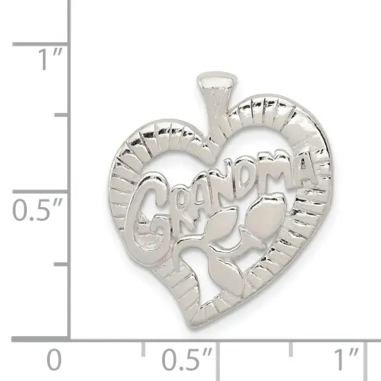 Sterling Silver Grandma Heart Charm Pendant Jewelry 20mm x 22mm {5}