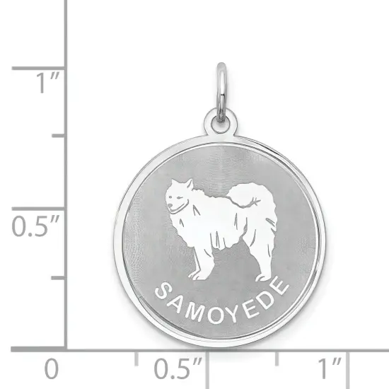 Sterling Silver Samoyede Disc Charm Pendant Jewelry 26mm x 19mm {5}