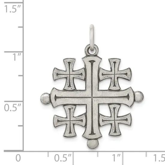 Sterling Silver Jerusalem Cross Charm Jewerly 26mm x 26mm {2}