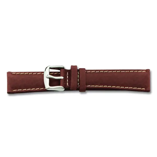 de Beer Brown Sport Leather Watch Band 19mm Silver Color {2}