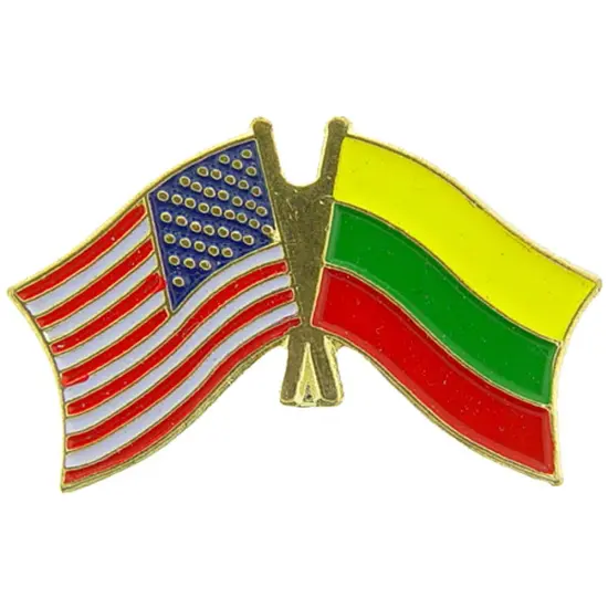 American & Lithuania Flags Pin 1" {1}