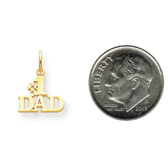 10K Yellow Gold #1 Dad Charm Father Daddy Jewelry 17mm x 13mm {2}