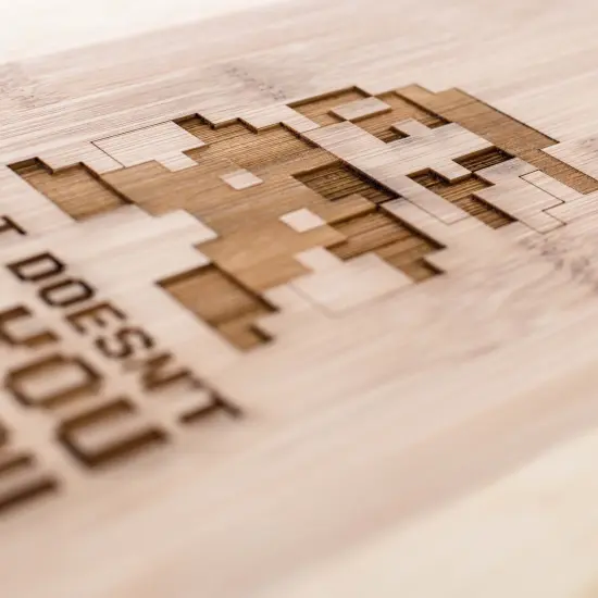 What Doesn't Kill You Makes You Smaller Cutting Board 14''x9.5''x.5'' Bamboo {2}