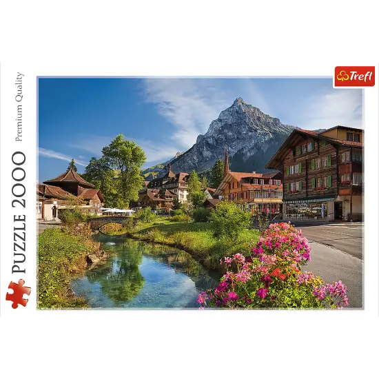 2000 Piece Jigsaw Puzzles, Alps in Summer, Mountain Village Puzzle with River, Adult Puzzles, Trefl 27089 {3}