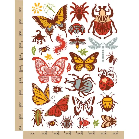 Bugs Insects Arachnids Butterflies Temporary Tattoo Water Resistant Fake Body Art Set Collection Color {1}