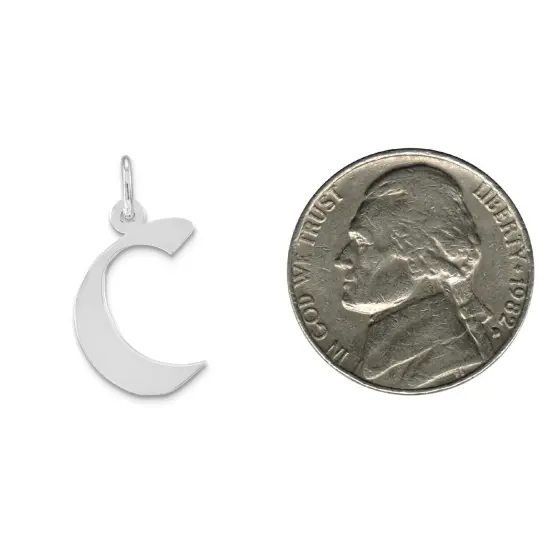 Sterling Silver Medium Artisian Block Initial C Charm Jewerly 21mm x 13mm {2}