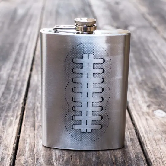 8oz Football Stainless Steel Flask {2}