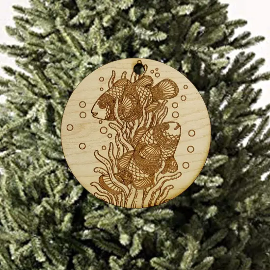 Ornament - Clown Fish - Raw Wood {2}
