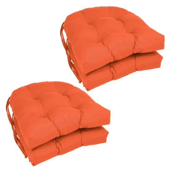 16-inch Solid Twill U-shaped Tufted Chair Cushions (Set of 4) - Tangerine Dream {1}