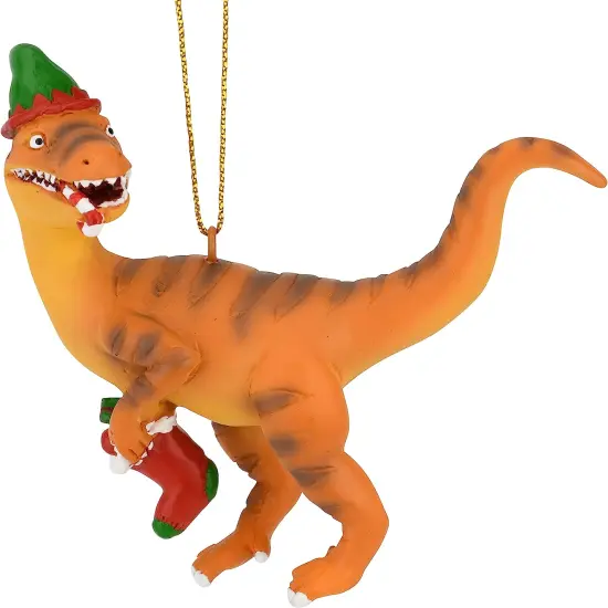 Tree Buddees Raptor Dinosaur Christmas Ornament Velociraptor with a Stocking {1}