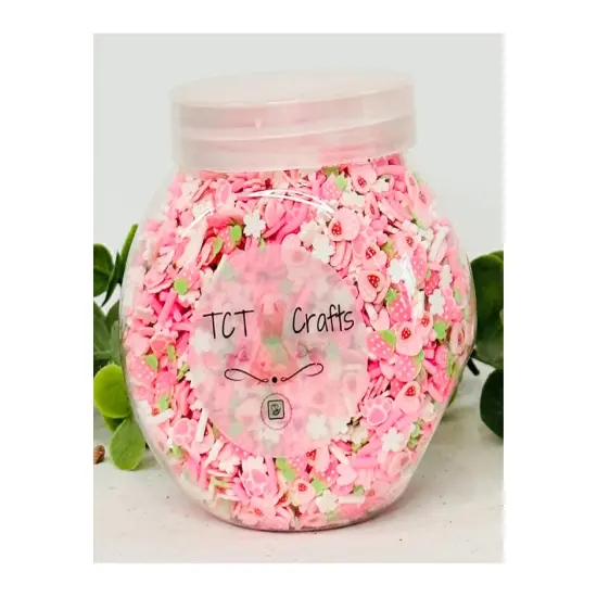 150g Pink Easter Bunny Paws Polymer Clay Sprinkle Mix - Perfect for Fake Bakes, Clay Art, Slime - Cute, Playful, and Festive {1}