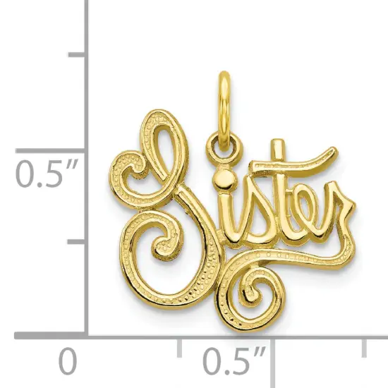 Fashion Jewelry 10K Yellow Gold Sister Charm Sis Pendant Jewelry 19 X 13mm {3}