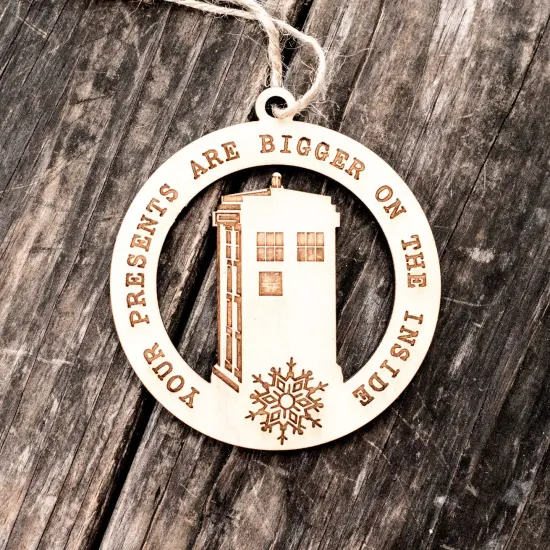 Ornament - Bigger on the Inside - Raw Wood 3x3in {3}