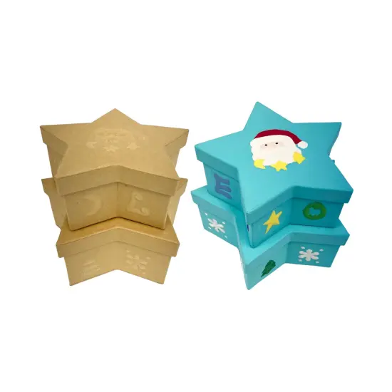 Value Pack of 12 Star Box with Embossed Santa- 2 pc. Set {5}