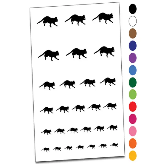 Cat on the Move Running Temporary Tattoo Water Resistant Fake Body Art Set Collection Light Green {1}