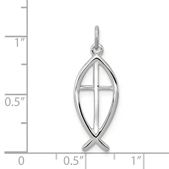 Sterling Silver Ichthus Fish Charm Jewerly 24mm x 10mm {4}