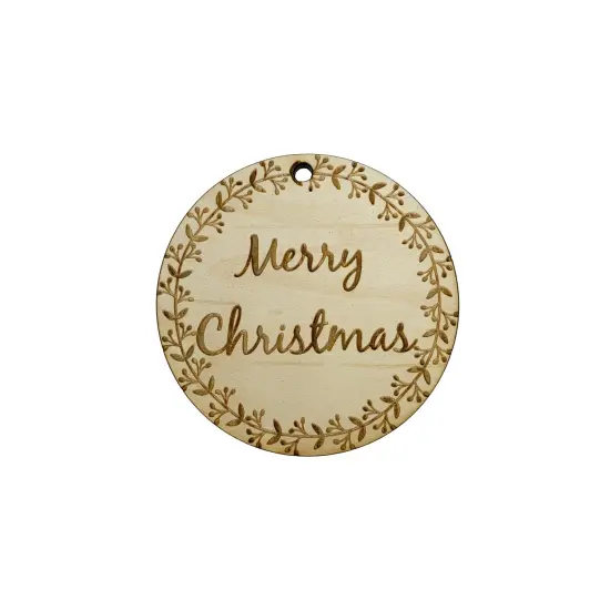 Merry Christmas Ornament - Raw Wood {1}