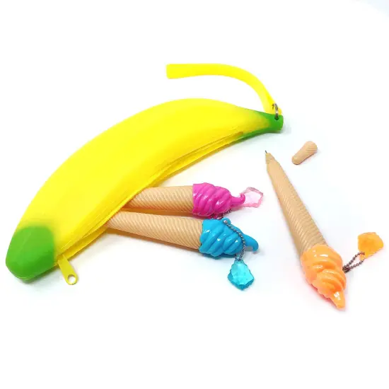 Wrapables Silicone Banana Pencil Pouch Coin Purse Key Holder (Set of 2) {5}