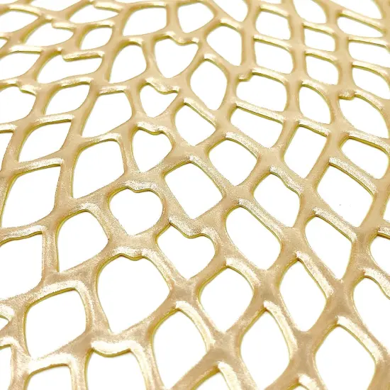 Wrapables Vinyl Metallic Colored Placemats for Weddings, Parties, Special Events (Set of 4), Champagne Round Floral {2}