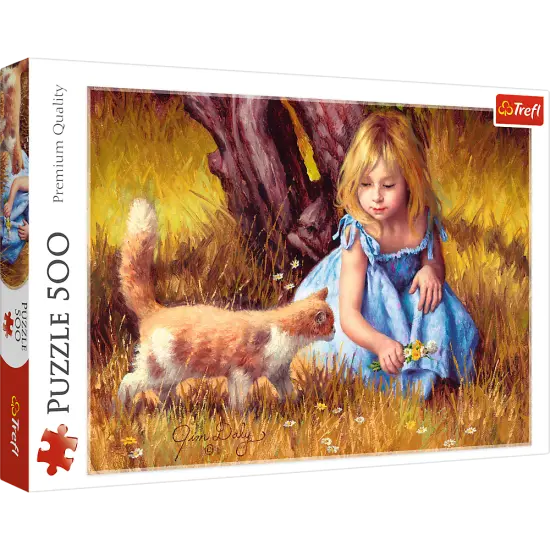 500 Piece Jigsaw Puzzles, In The Center of Attention, Jim Daly Puzzle with Little Girl and Cat, Adult Puzzles, Trefl 37291 {1}