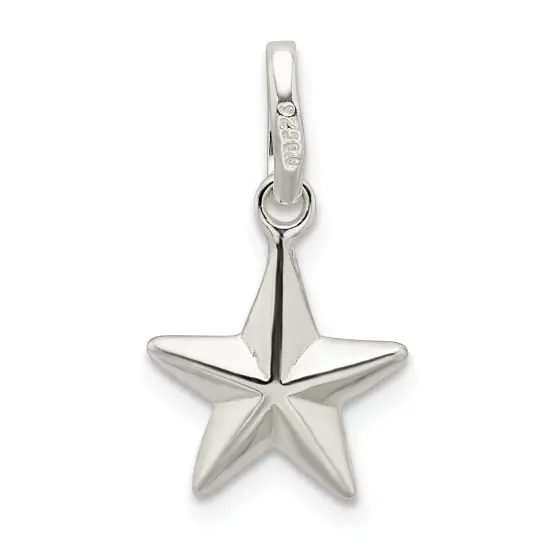 Sterling Silver Star Charm Pendant Celestial Jewelry 18mm x 12mm {4}