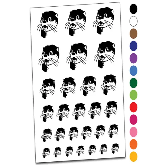 Shocked Surprised Otter Head Temporary Tattoo Water Resistant Fake Body Art Set Collection Red {1}