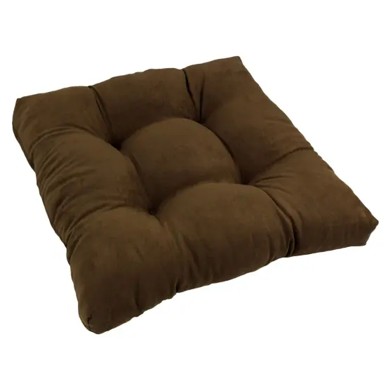 19-inch Squared Microsuede Tufted Dining Chair Cushion - Chocolate {1}