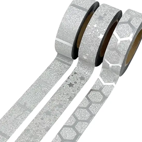 Wrapables Glitter and Shine Washi Tapes Decorative Masking Tapes (Set of 3) Glitter Stars {1}